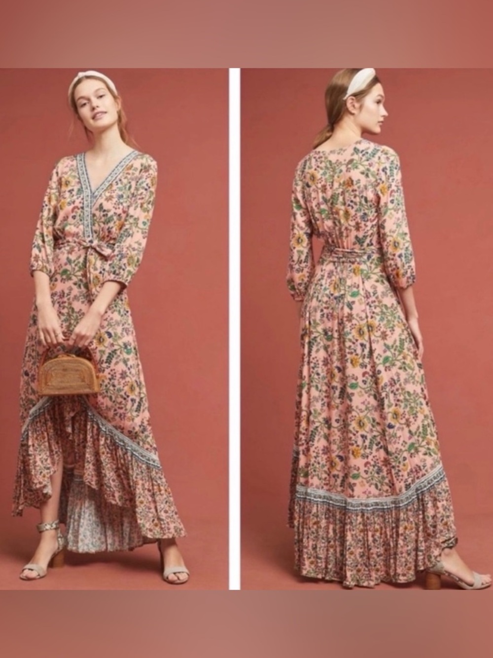 FARM Rio Pink Floral Long Sleeve Dress